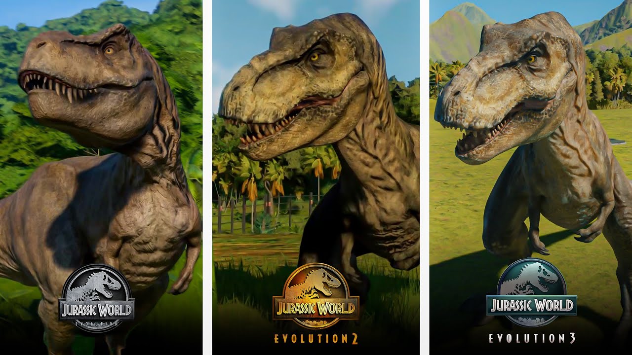 Jurassic World Evolution 1 vs 2 vs 3 – T-Rex Comparison | Which One Is the Best?